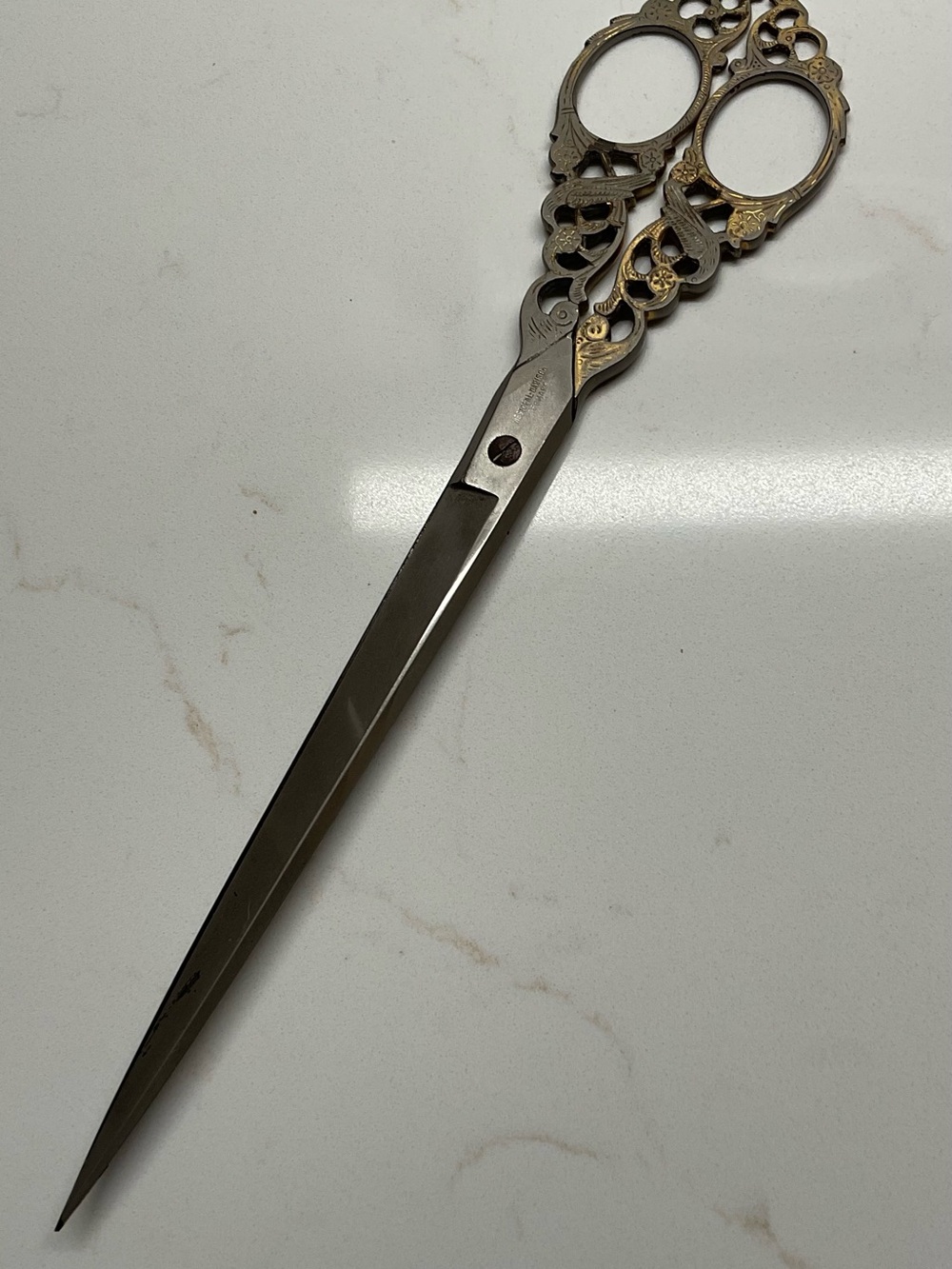 Vintage Scissors - Westfhal Davis Co. - Germany - Gold Handle, Silver Blade